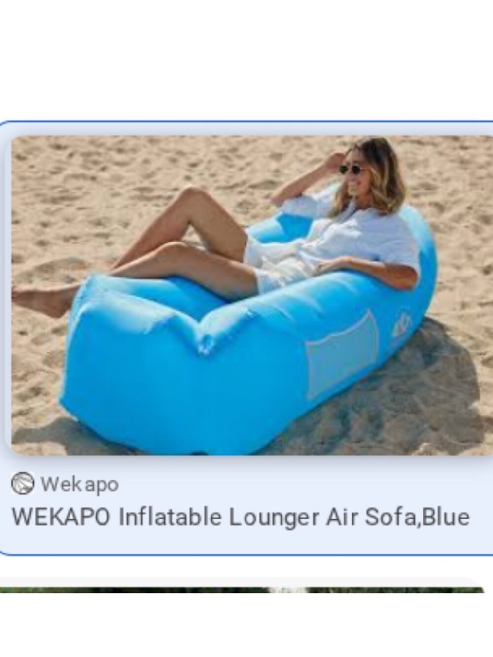 WEKAPO Inflatable Lounger Air Sofa,Blue NEW